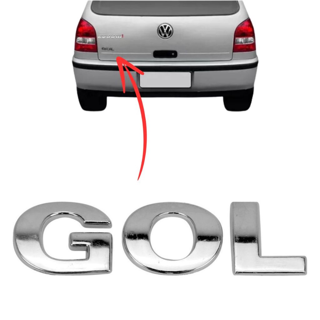 Emblema letreiro GOL G3 – 1999 a 2005 – CROMADO em Oferta na Shopee