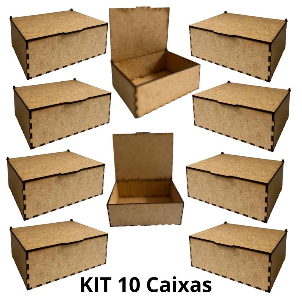 Kit 10 Caixinhas Pequenas MDF com Tampa – 11,5x9x5 cm – Lembrança Batizado, Crisma, Padrinho, Noiva
