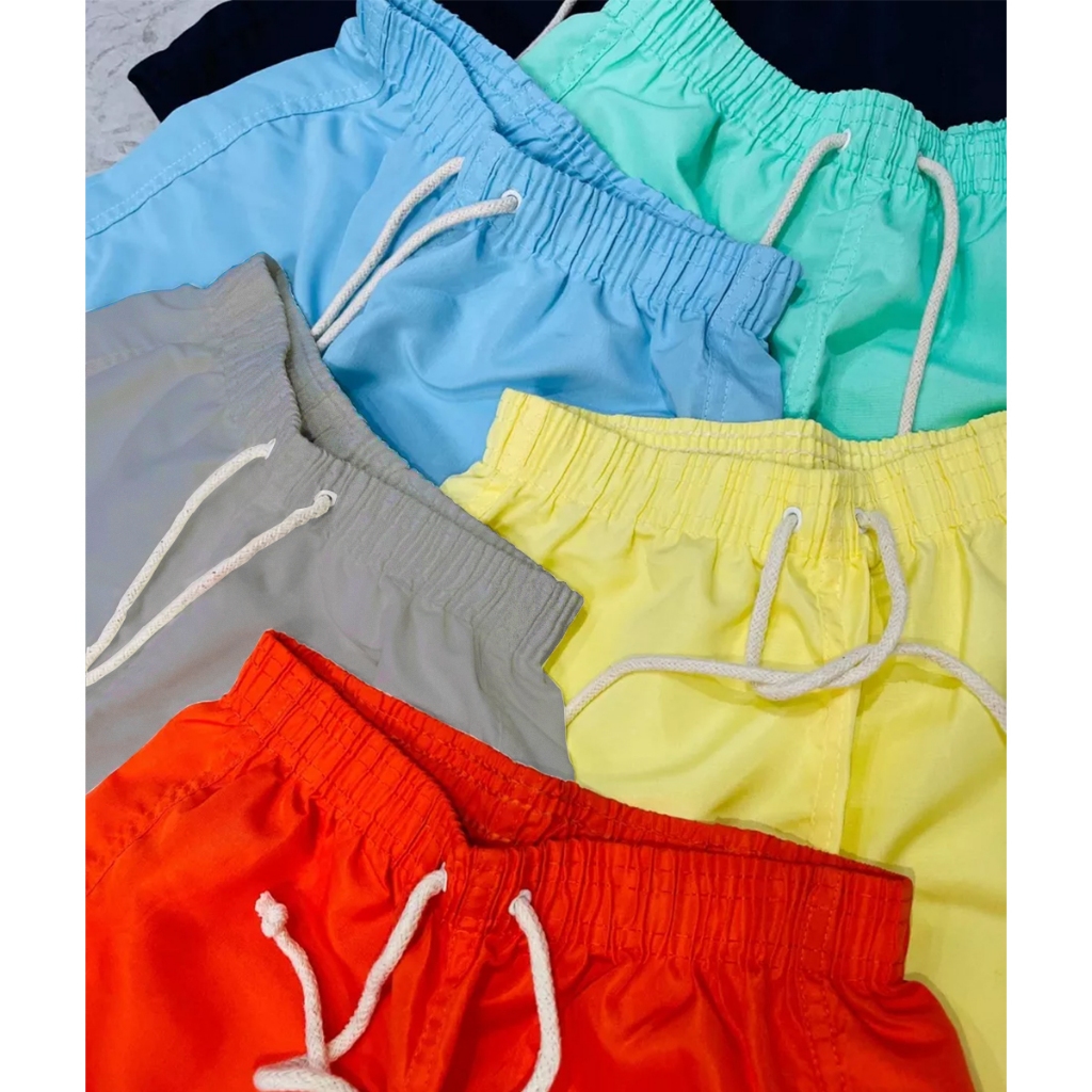 Detalhes do Kit 5 Bermudas Tactel Infantil Juvenil Short Praia 02-14 Anos