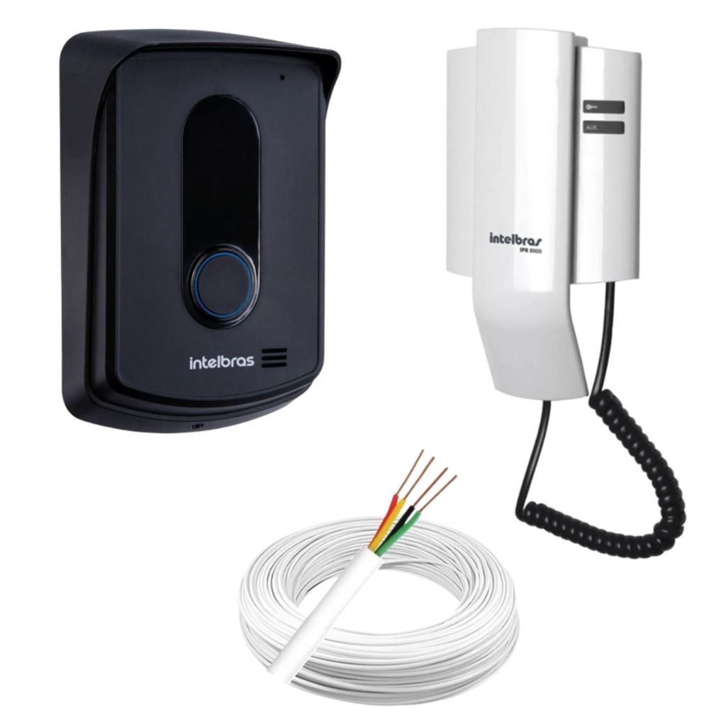 Porteiro Eletrônico Interfone Campainha  Com Fio Branco Intelbras Com 40 Metros De Cabo