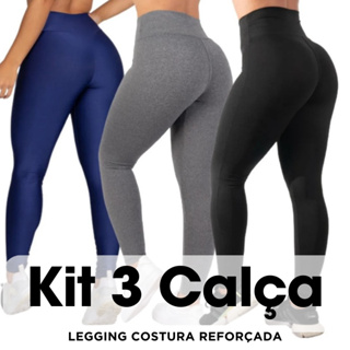 Kit 3 Calça Leg Legging Suplex Levanta Bumbum Tecido Grosso Premium em Oferta na Shopee