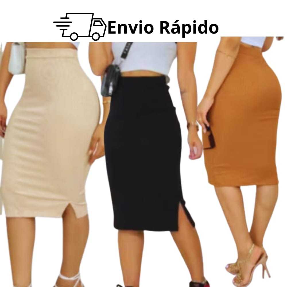 Saia MIdi feminina Ribana Com Fenda
