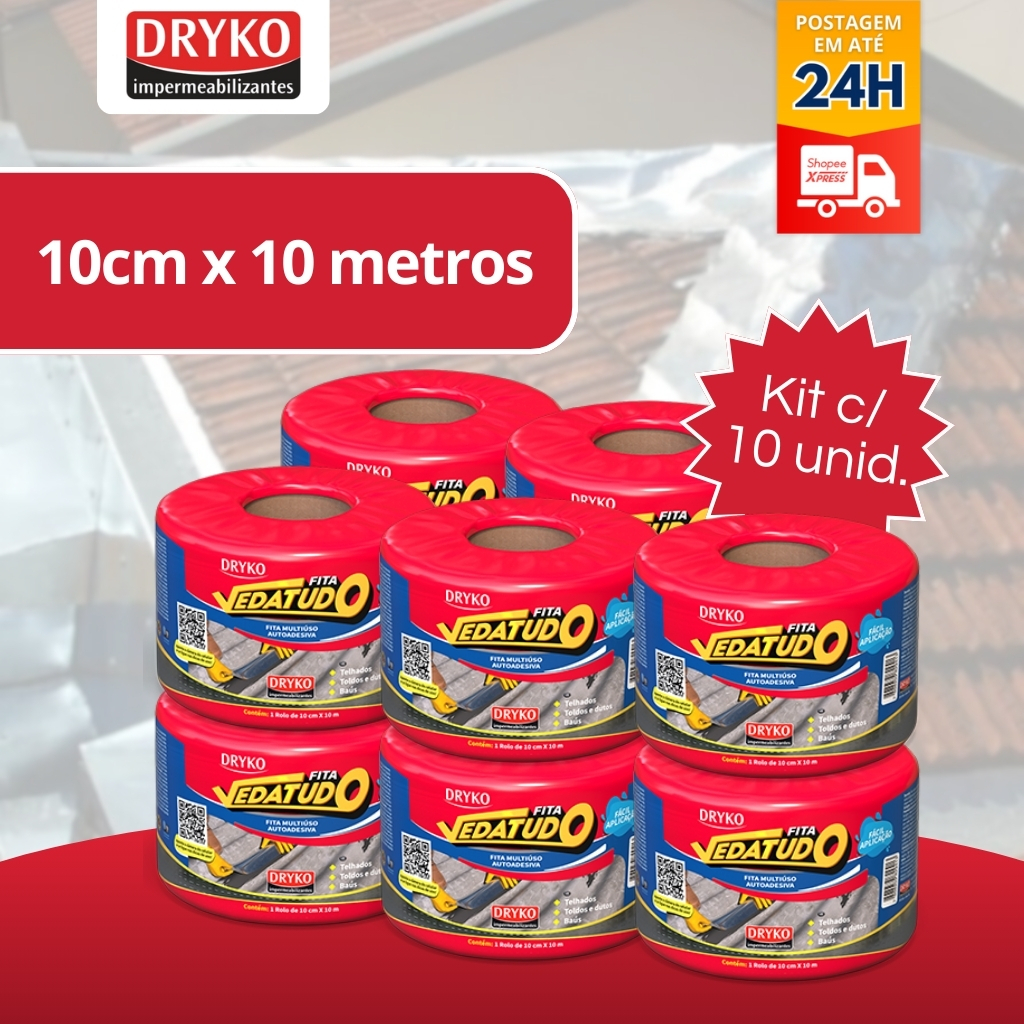 Fita manta asfáltica auto adesiva aluminizada multiuso Kit 10unid. 10 cm x 10 m 