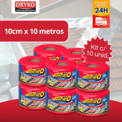 Fita manta asfáltica auto adesiva aluminizada multiuso Kit 10unid. 10 cm x 10 m - VEDATUDO - Dryko