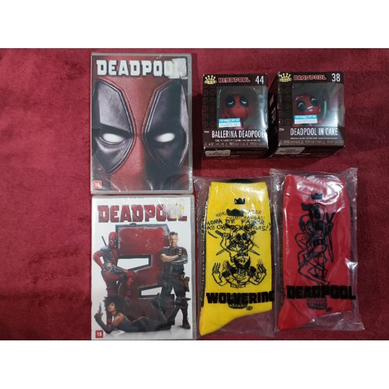 Deadpool e Wolverine Coleção DVD 1 e 2 + Baralho + 2 Miniaturas + Copo + Meias Novo