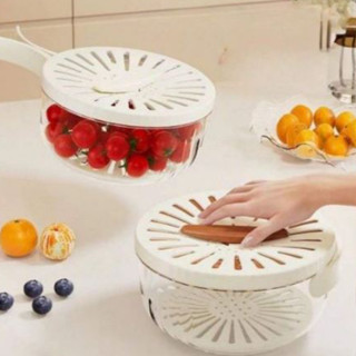 Tigela Multifuncional de Drenagem Armazenamento de Alimentos Cesta de Drenagem de Vegetais...