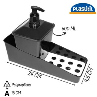 Porta Detergente Plástico Com Suporte de sabão Bucha Para Organização De Pia Cozinha Bancada Plasútil em Oferta na Shopee