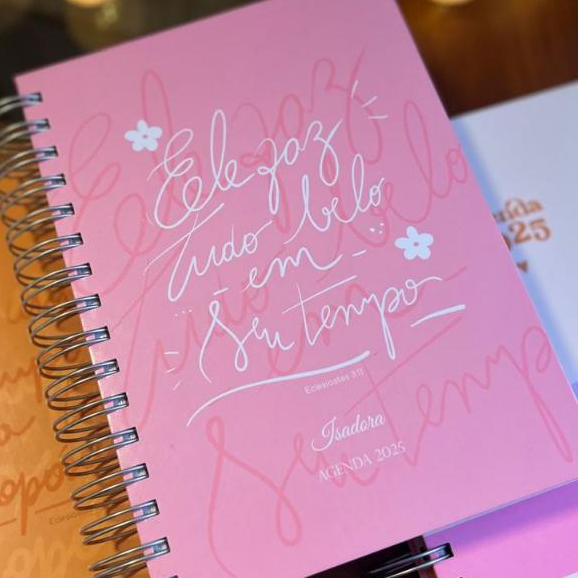 Agenda Datada 2026, Tamanho A5, 1 Dia por Página, Fim de Semana em 1 Página, 368 Páginas, Cores Candy - CAPA ROSA