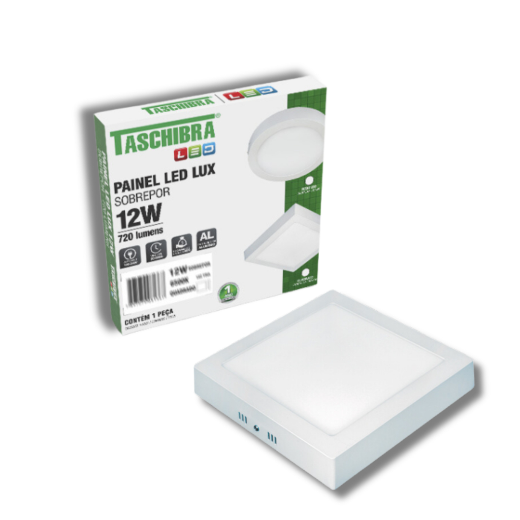 Painel Plafon Led 12w Quadrado Sobrepor Lux Taschibra em Oferta na Shopee