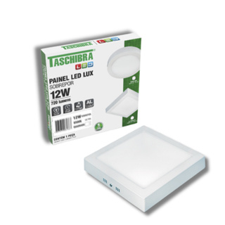Painel Plafon Led 12w Quadrado Sobrepor Lux Taschibra em Oferta na Shopee