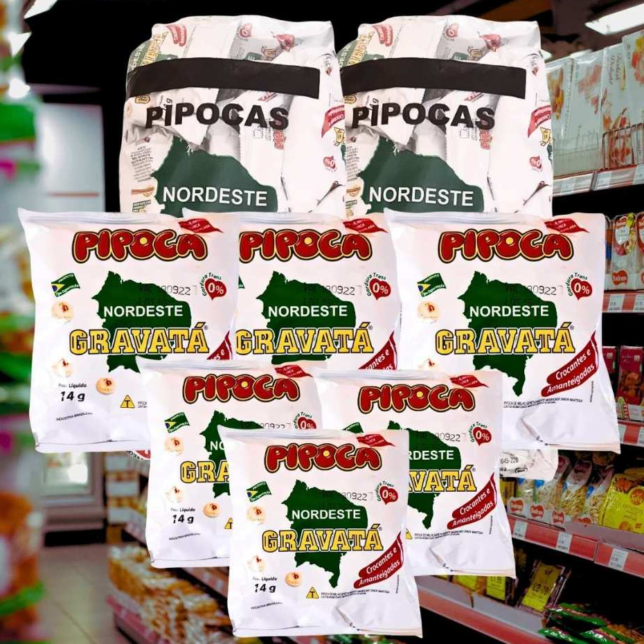 Kit 2 Fardo com 40 Unidades de Pipoca Gravata 14g Salgada do Nordeste: Deliciosa, Crocante e Autêntica!