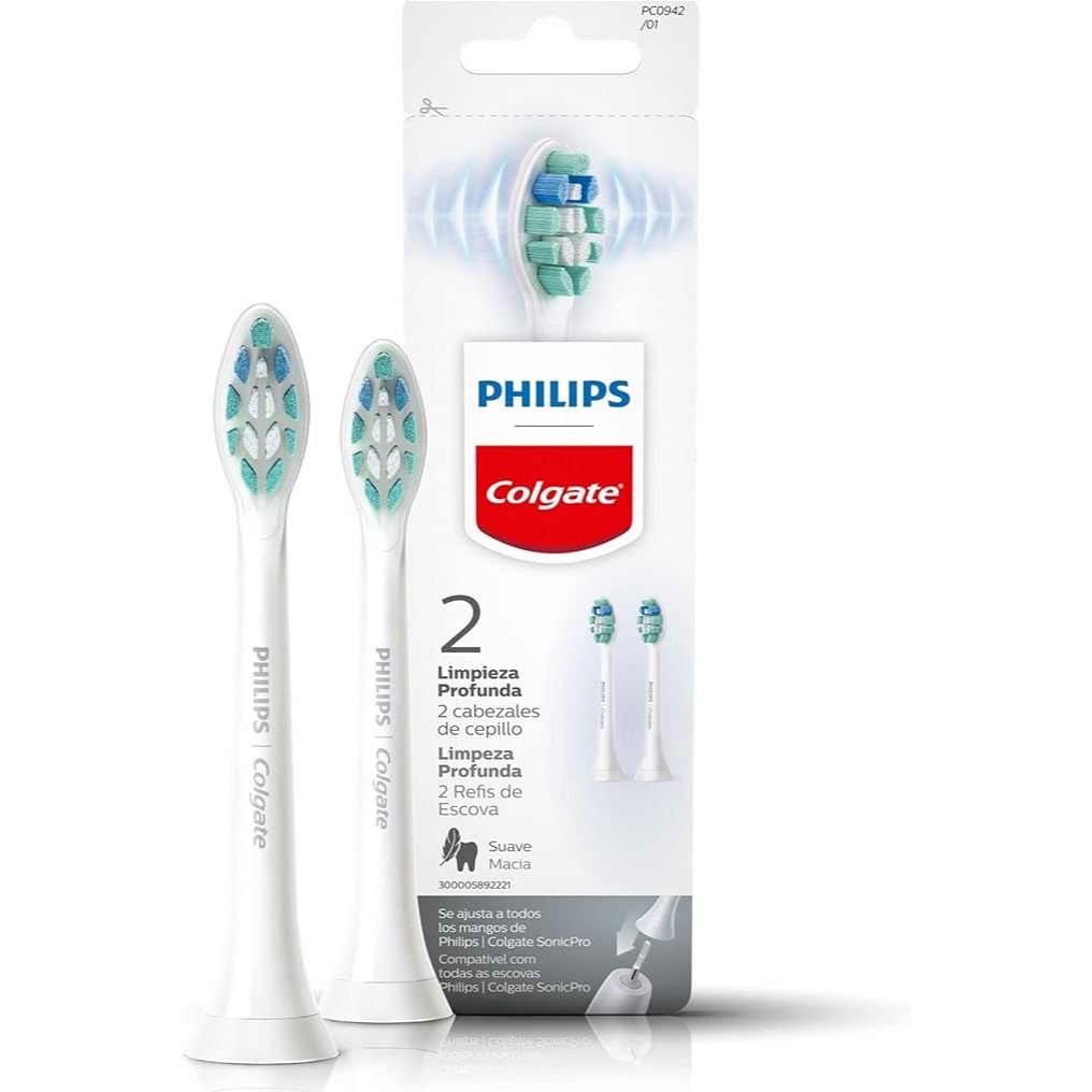 Refil Escova Dental Elétrica Limpeza Profunda Colgate + Philips kit com 2 Unidades