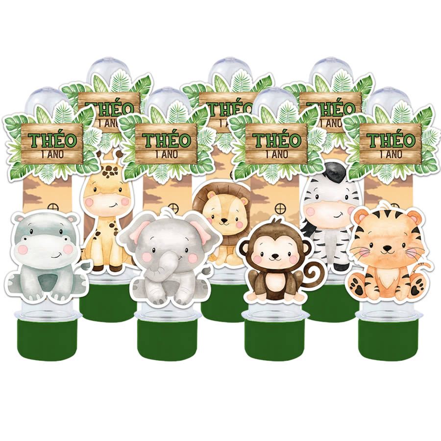 Tubete 3D Safari Aquarela para Lembrancinha de Festa em Oferta na Shopee