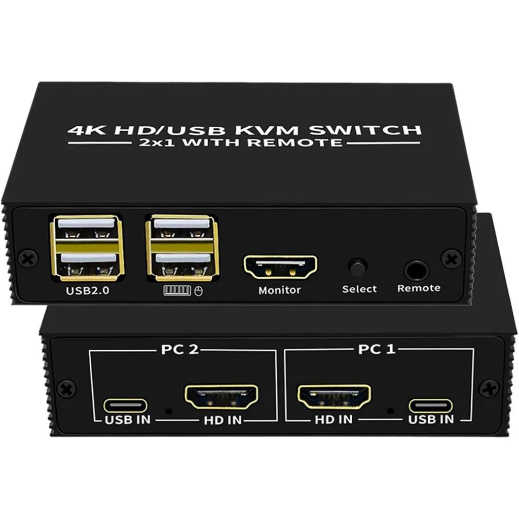 Chaveador Switch Kvm 2 Portas Hdmi Mouse Teclado E Monitor 2x1