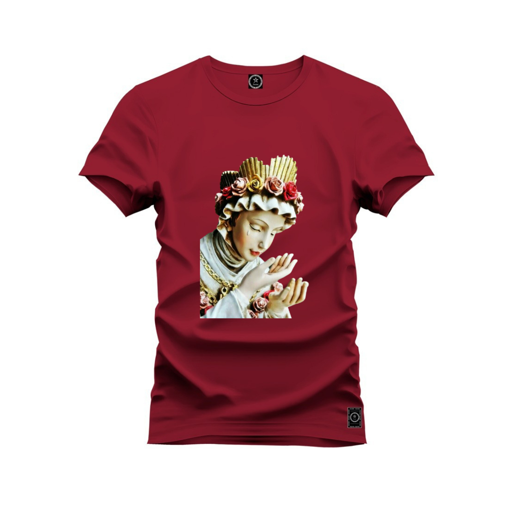 Camiseta de Algodao Feminina Estampada La Salete Moda Religiosa Ave Maria Nossa Senhora Mãe de Deus Salette