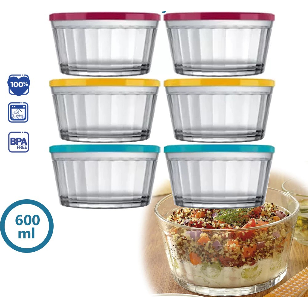 Kit 6 Tigela De Vidro Nadir Com Tampa Cores Sortidas Nadir Figueiredo em Oferta na Shopee
