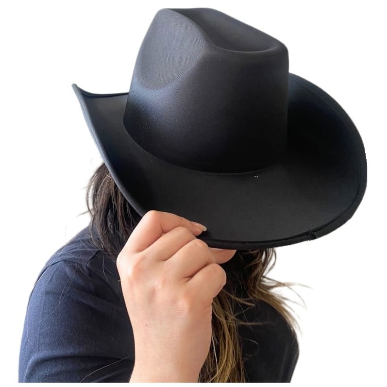 Chapéu Cowboy Cowgirl PRETO para Rodeio Vaquejada Boiadeira Festa de Peão e Junina Country - ADULTO