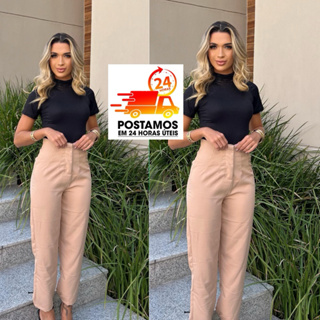Calça Alfaiataria Feminina Cintura Alta Moda social Sofisticado Envio mais rapido em Oferta na Shopee