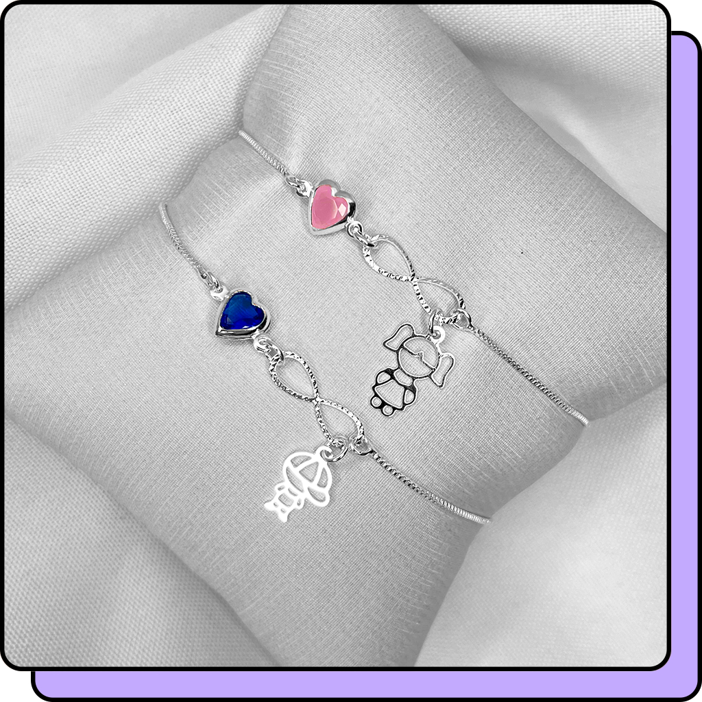 Pulseira Menina Menino Prata 925 Pulseiras Feminina em Oferta na Shopee