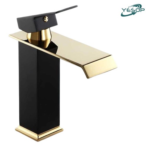 YESOP Torneira De Banheiro Cascata Monocomando Misturador Luxo Design Moderno Preto E Dourado 18cm em Oferta na Shopee