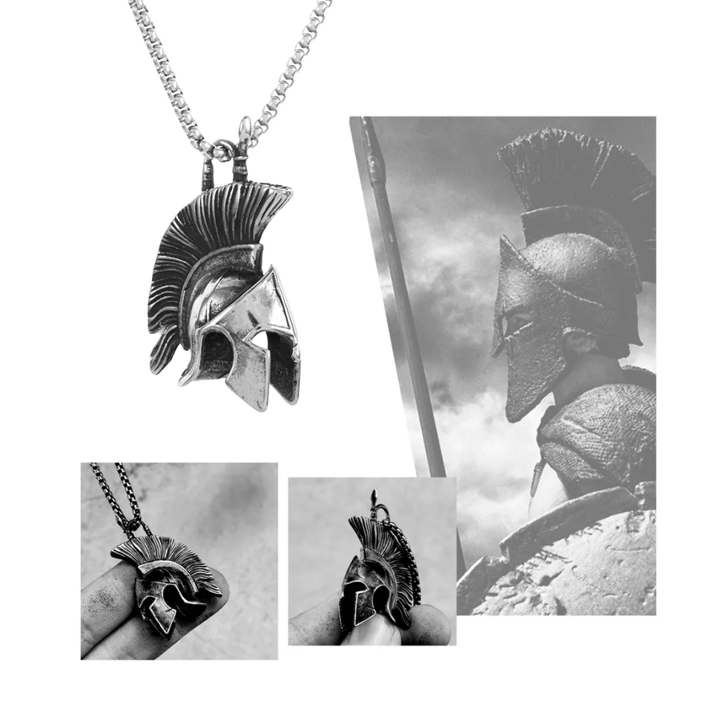 Colar Cordão Pingente Elmo Espartano Gladiador Leonidas 300