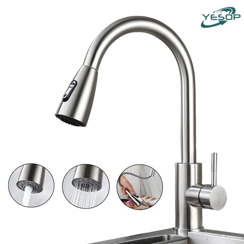 Torneira Pia Cozinha Gourmet Monocomando Com Pulverizador Pull-Out Escovado Inox Yesop em Oferta na Shopee