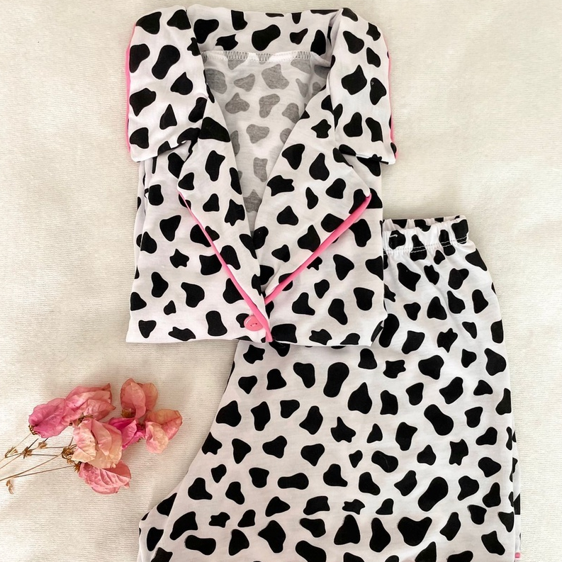 Pijama Americano Feminino Short Doll  Blogueirinha Botões Gestante Amamentação