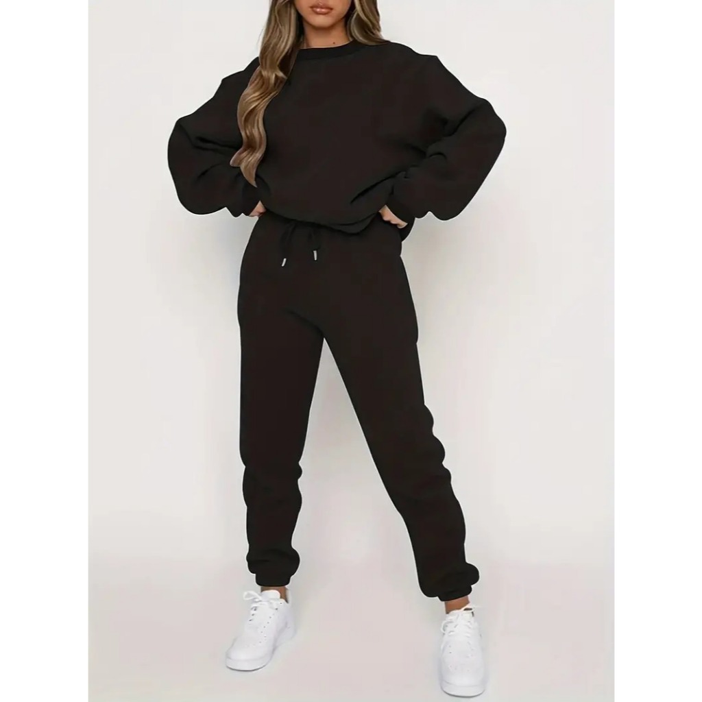 Conjunto Kit Moletom Gola redonda Careca Sueter Algodao e Calça Flanelada Unissex em Oferta na Shopee