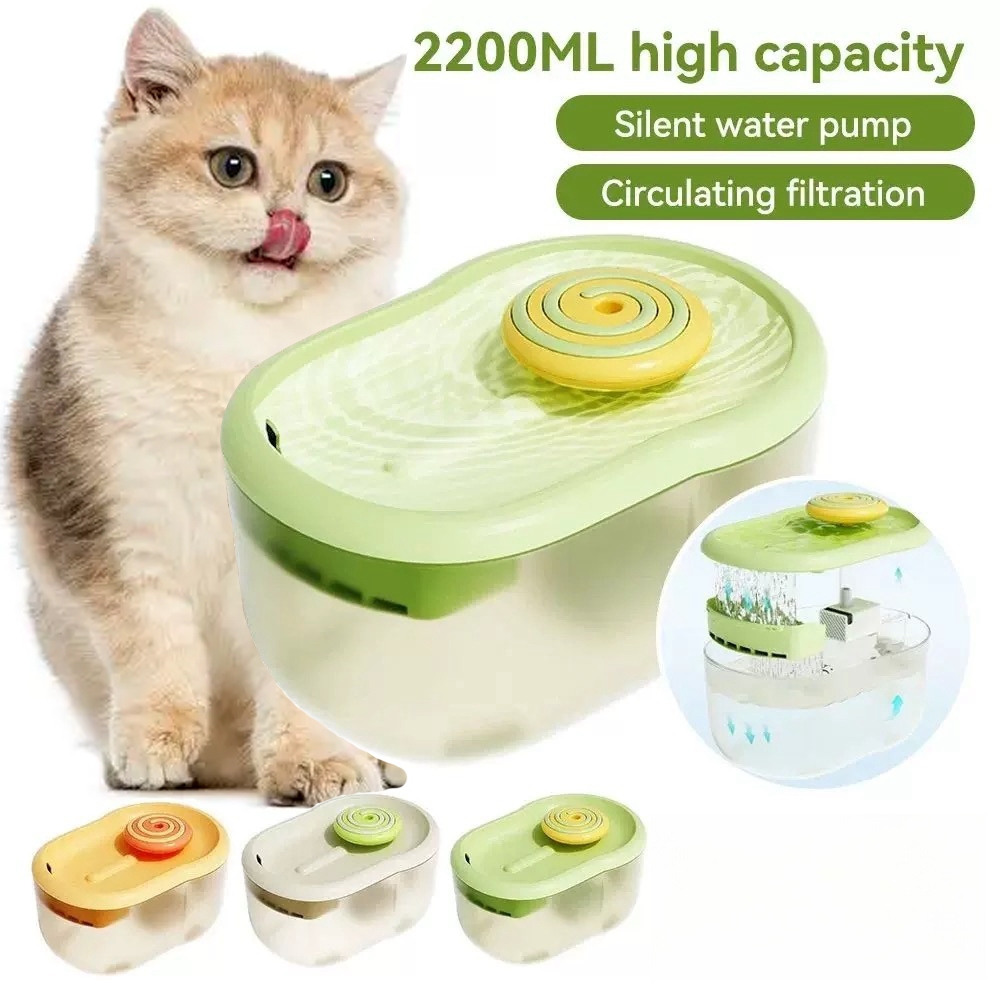 Fonte De Água Para Gatos Ultra Silenciosa 2.2L Bebedouro Elétrico De Alta Capacidade -Z1