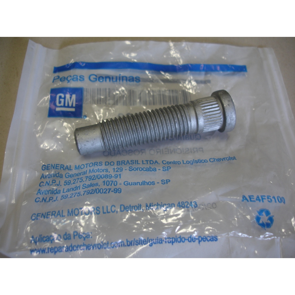 Parafuso prisioneiro do cubo da roda Chevrolet Cobalt 2012 a 2020 original GM 11611063