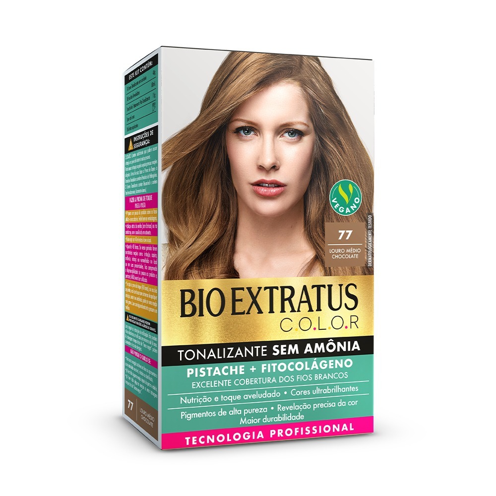 Kit Bio Extratus Color Tonalizante sem Amônia 77 Louro Medio Chocolate LANÇAMENTO em Oferta na Shopee