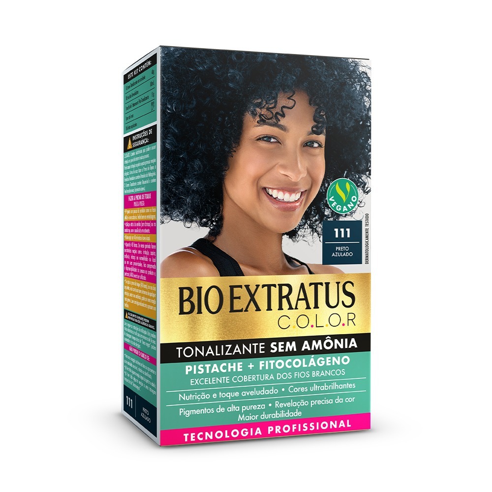 Kit Bio Extratus Color Tonalizante sem Amônia 111 Preto Azulado LANÇAMENTO