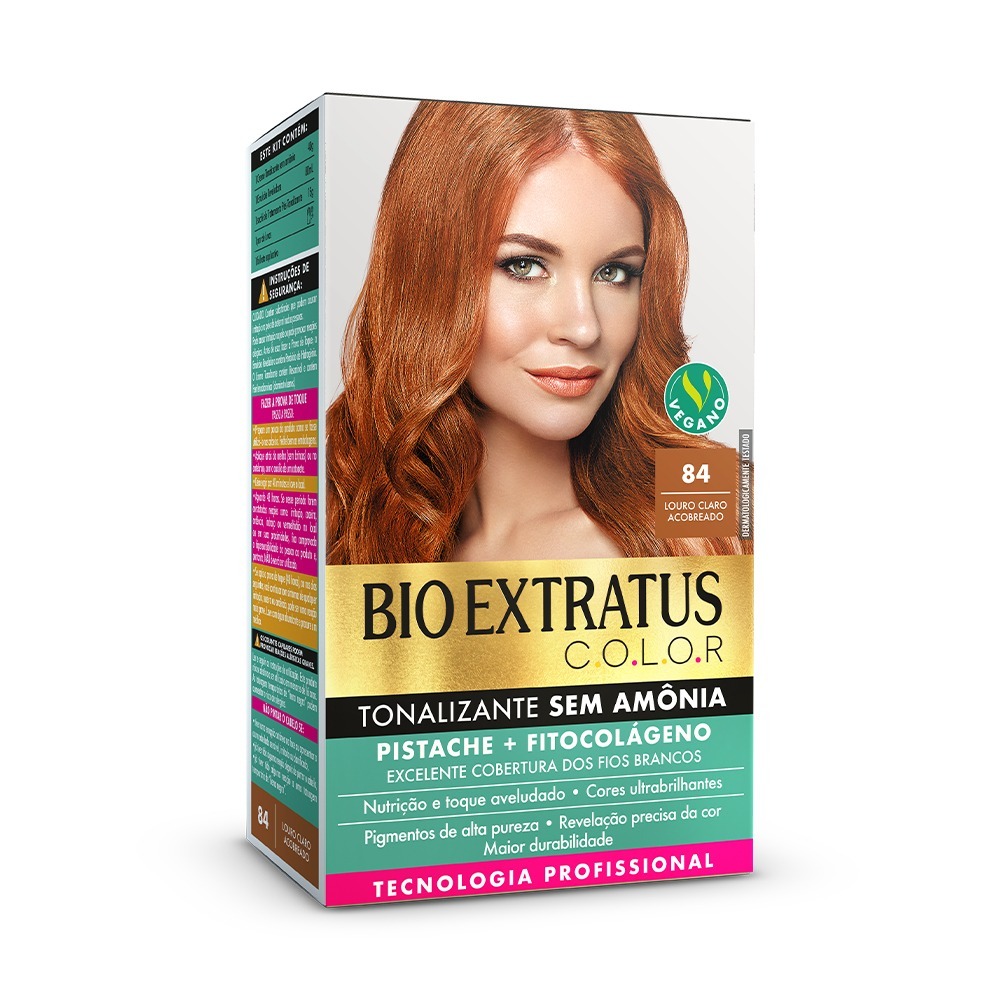 Kit Bio Extratus Color Tonalizante sem Amônia 84 Louro Claro Acobreado LANÇAMENTO