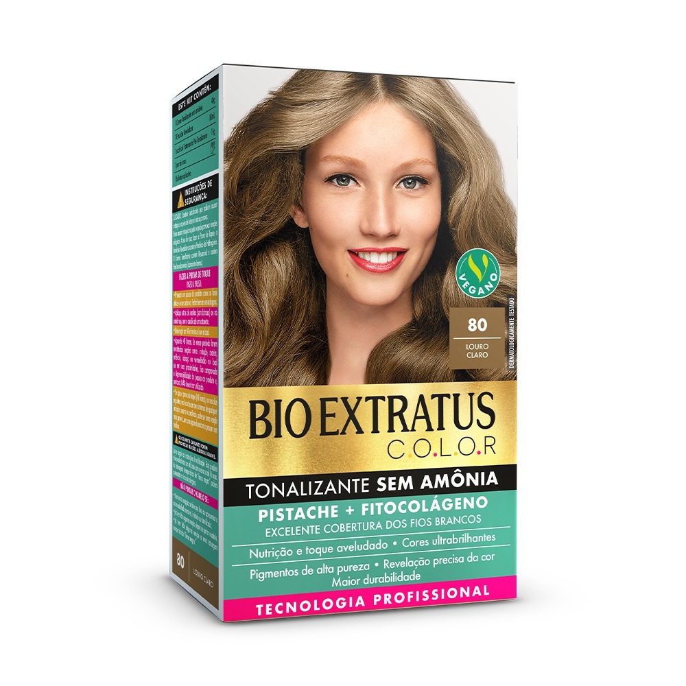 Kit Bio Extratus Color Tonalizante sem Amônia 80 Louro Claro LANÇAMENTO