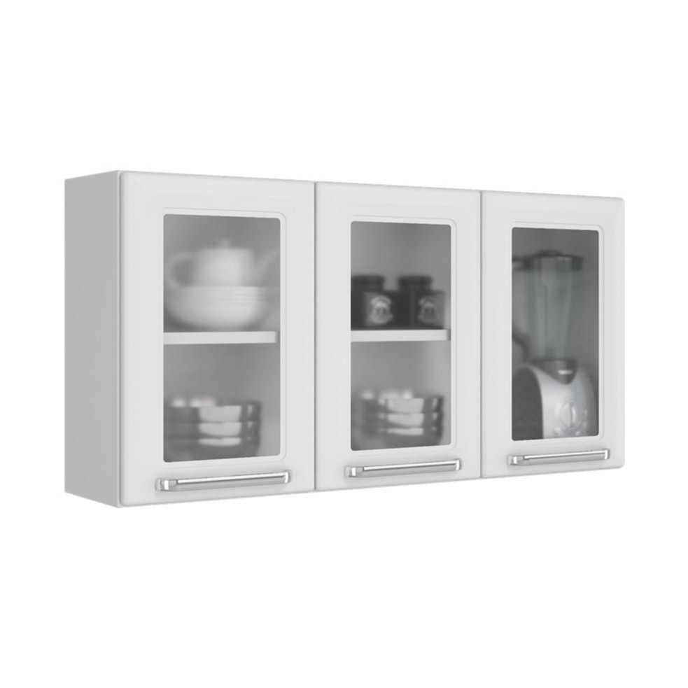 Armario de Cozinha Aereo Itatiaia Luce 3 Portas 3 Vidros Branco IPV3-105 em Oferta na Shopee