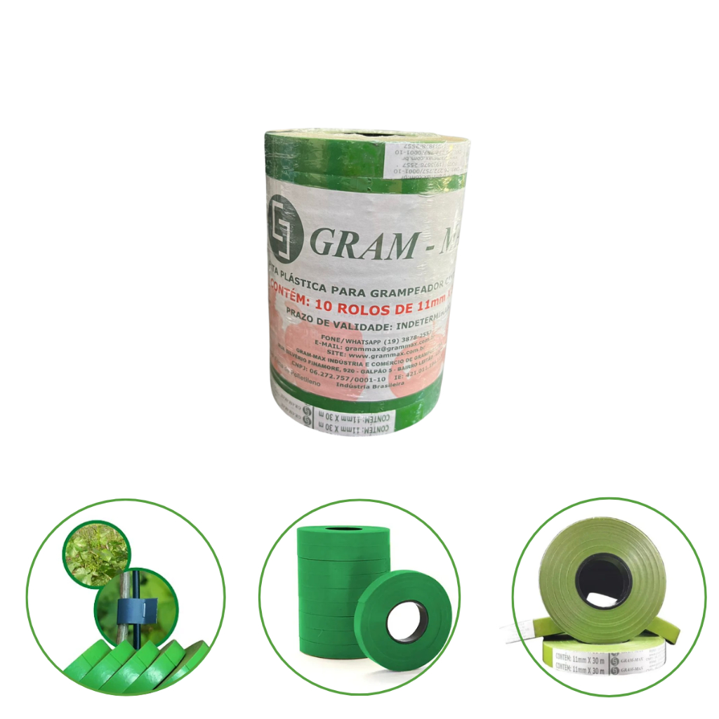 Fita Verde Para Alceador Grampeador Estufas Verduras Gram Max 1 Unidade 30 Metros x 11mm