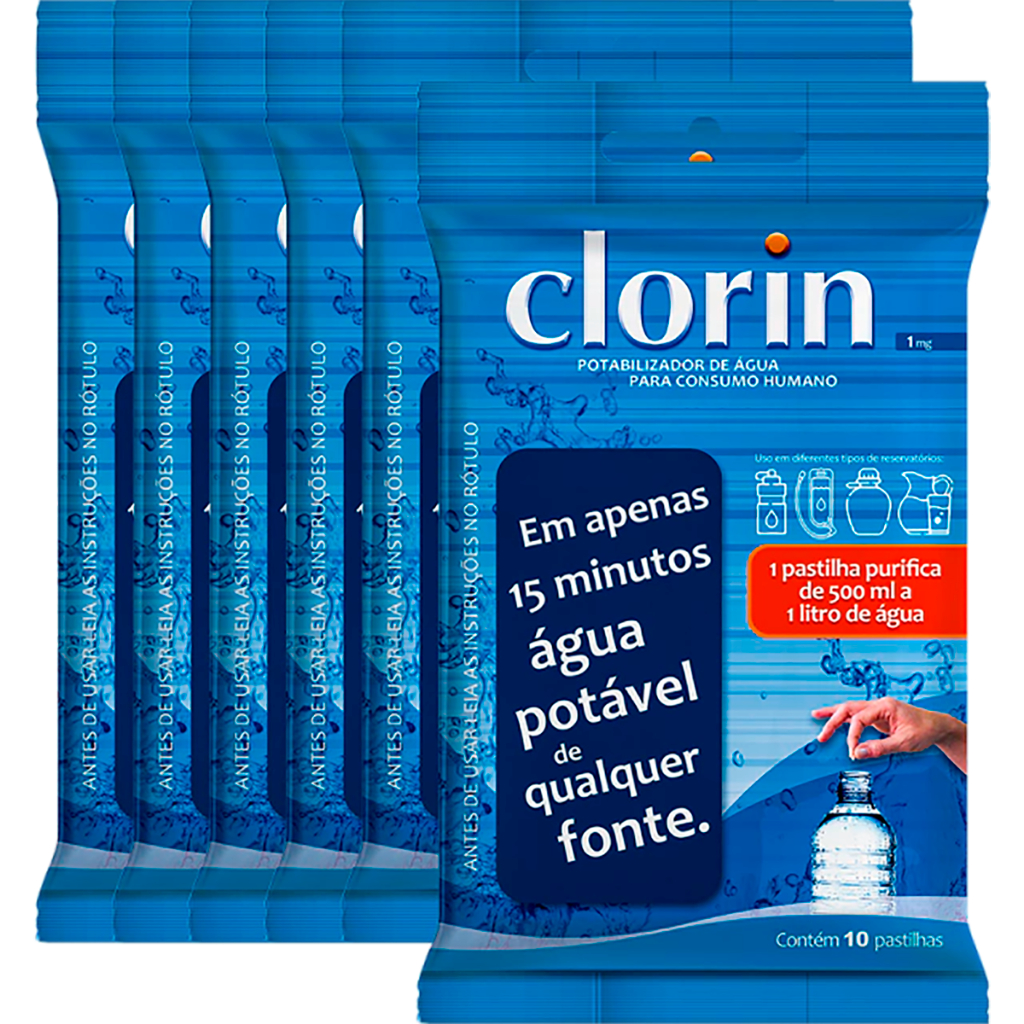 Pastilha Cloro Desinfetante 1mg Pacote com 6 unidades Clorin