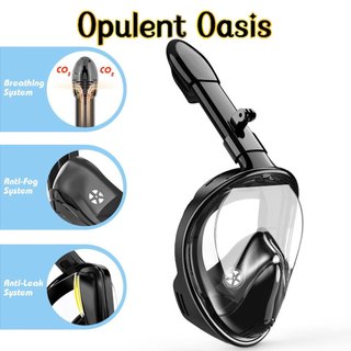 Opulent Oasis>>Máscara De Mergulho Snorkel Full Face Preto Respiratória Natação Subaquática