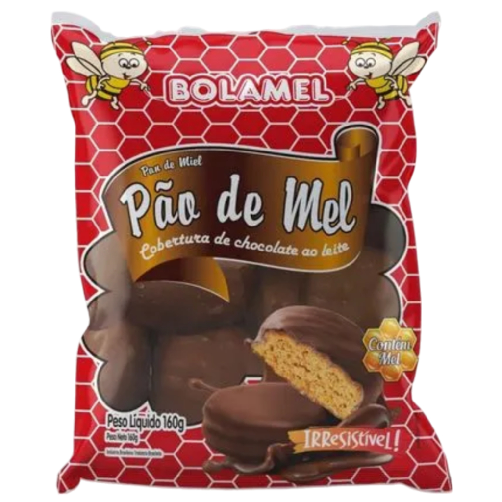 Kit com 2 pacotes de Pão de mel com cobertura de chocolate ao leite Bolamel 160g