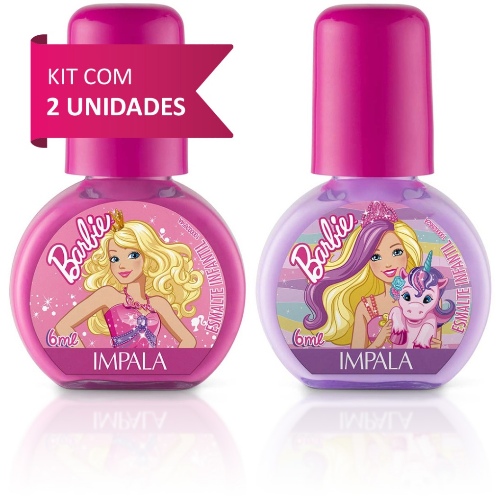 Esmalte Infantil Barbie Impala à base de água Kit 2 cores para crianças em Oferta na Shopee