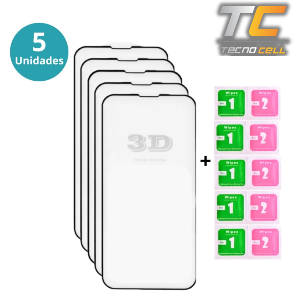 KIT 5 PELÍCULA 3D VIDRO TEMPERADO PARA SAMSUNG GALAXY A55 A35 A25 A15 A05s A54 A34 A24 A14 A04e A73