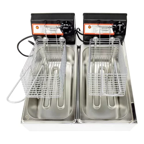 Fritadeira Elétrica Óleo Inox Profissional Cuba dupla Total 7 Litros