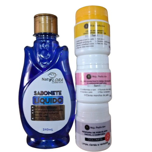 SABONETE LIQUIDO TIRA MANCHA + 2 CREME DE LIMPEZA CORPO E ROSTO + CREME DOLAMITA