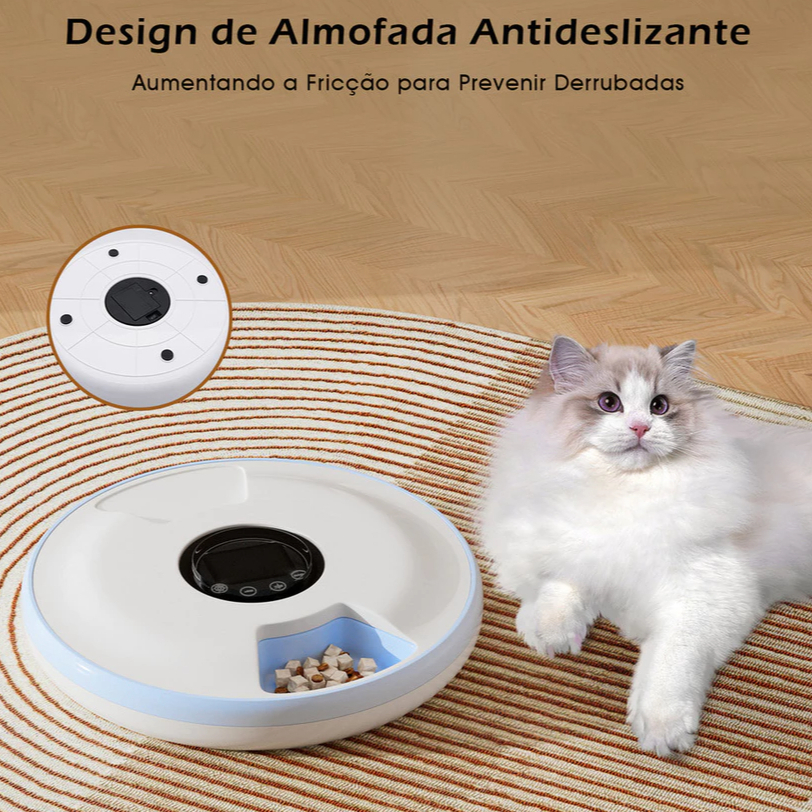 Alimentador Automático Digital Inteligente Comedouro Temporizador Para Cães Gatos Animais Pets Programável 6 Porções