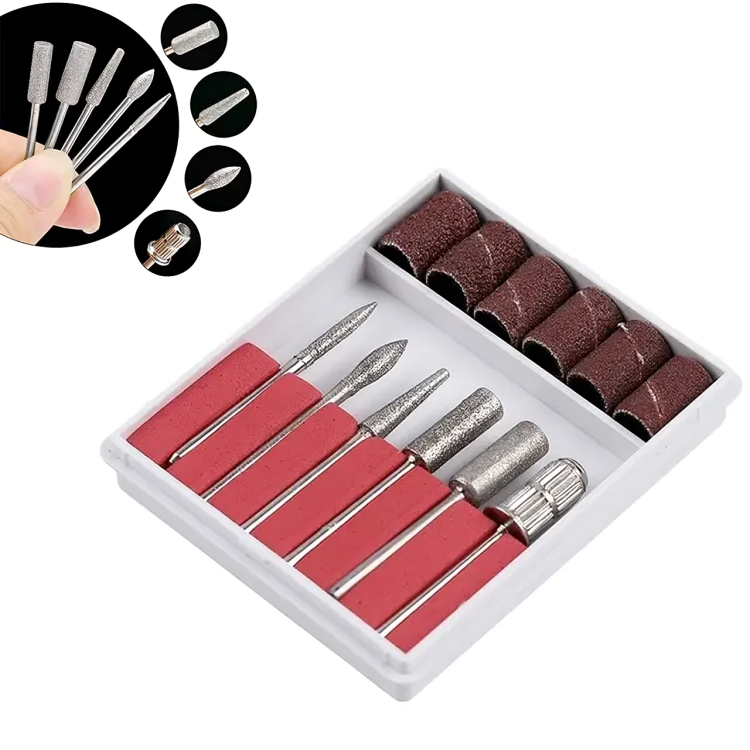 Kit Refil 6 Lixas + 6 Brocas Lixa Elétrica Lixadeiras Unhas Salão Refil Lixadeira Elétrica Kit Lixa E Broca Manicure