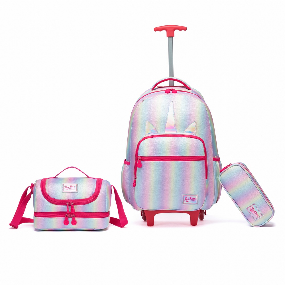 Kit Mochila Rodinha Unicórnio Juvenil Escolar Lancheira Térmica Estojo Organizador em Oferta na Shopee