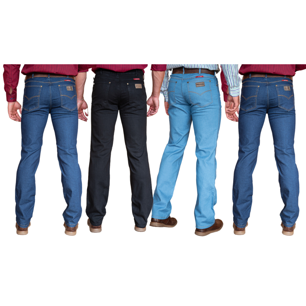 Kit com 4 Calças Jeans Masculina Country Rodeio Cowboy Tradicional Reta
