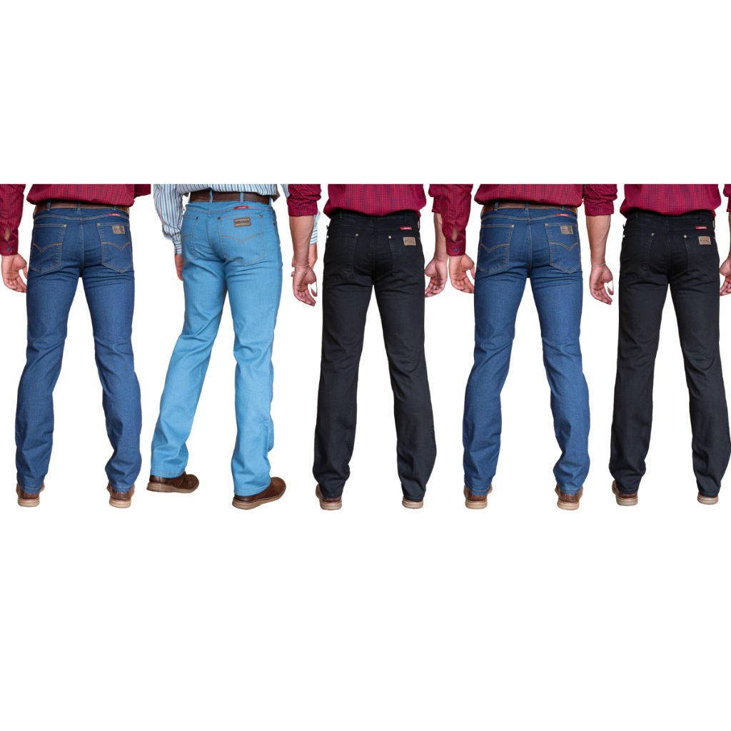 Kit com 5 Calças Jeans Masculina Country Rodeio Cowboy Tradicional Reta