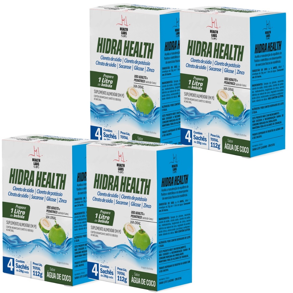 4un Hidra Health 4 unidades 28g Água de Coco - Health Labs