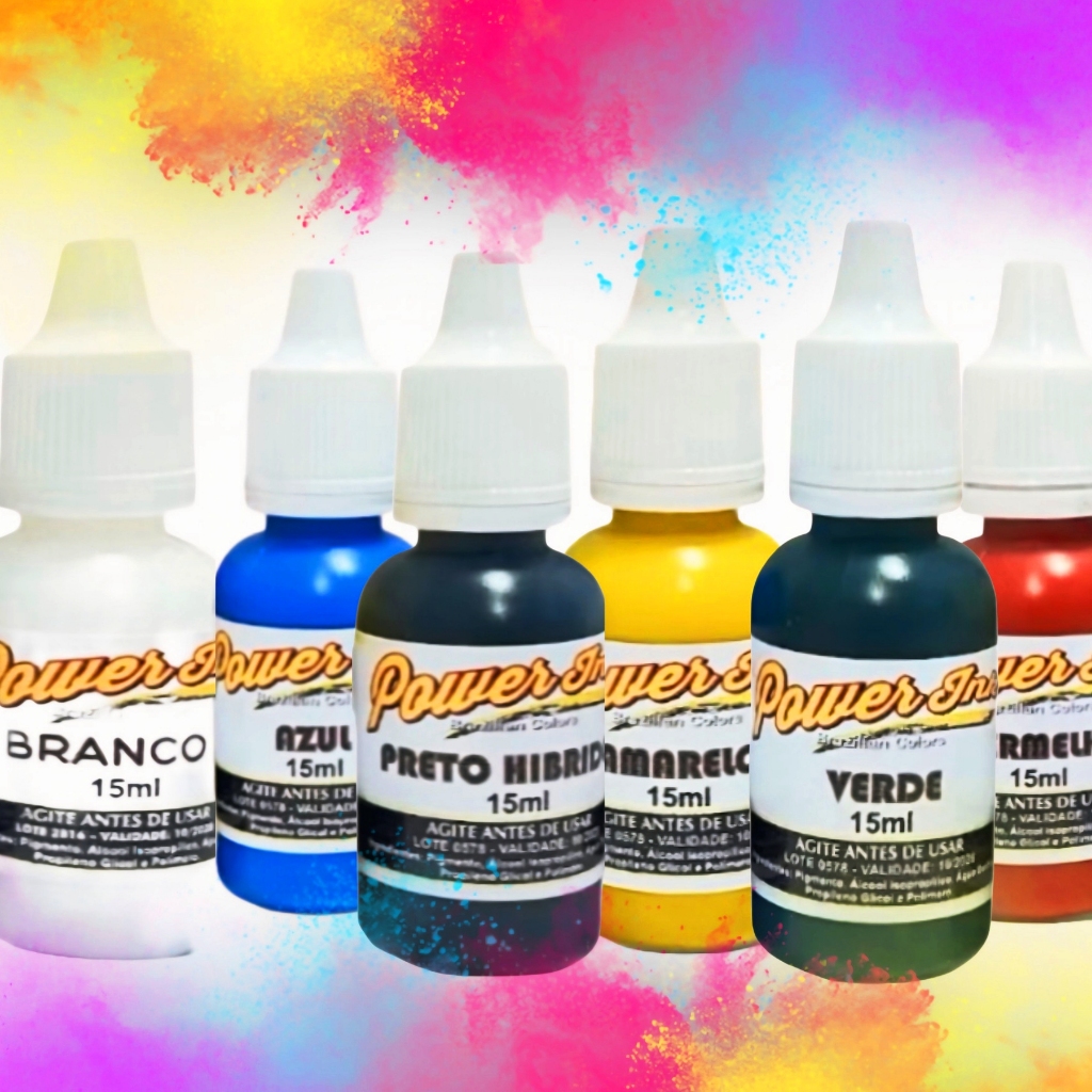 Tintas Para Tatuagem Powerink, Kit Com 1/6 Cores De 15 Ml Cada